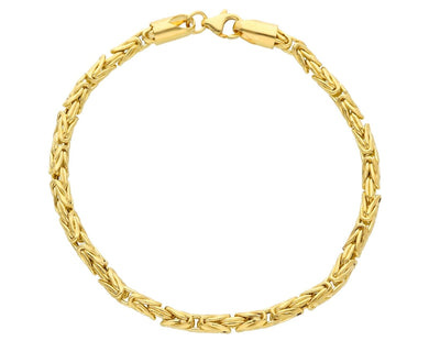 18K YELLOW GOLD ROUNDED TUBOLAR 3.5mm BYZANTINE BRACELET, LENGTH 19cm 7.5
