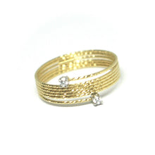 Load image into Gallery viewer, 18k yellow gold magicwire ring, multi wires elastic worked, contrarié, diamond.
