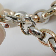 Load image into Gallery viewer, 18k rose &amp; white gold bracelet smooth bright alternate oval rolo, made in Italy.
