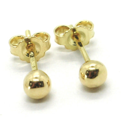 18k yellow gold earrings with ball balls spheres sphere diam. 4 mm made in Italy.