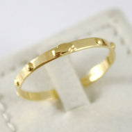 solid 18k yellow gold band rosary ring with Cross luminous smooth.