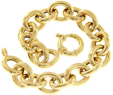 Load image into Gallery viewer, 18K YELLOW GOLD BRACELET TUBULAR OVAL ROLO ROUNDED 15x17mm CIRCLE LINK 20cm 7.9&quot;
