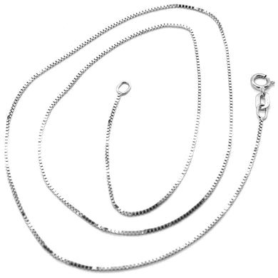 18k white gold chain mini 0.8 mm venetian square link 15.75 inch. made in Italy.