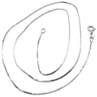 18k white gold chain mini 0.8 mm venetian square link 15.75 inch. made in Italy.