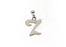 Load image into Gallery viewer, 18k white gold luster pendant with initial z letter z made in Italy 0.71 inches.
