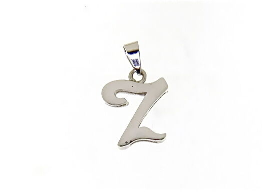 18k white gold luster pendant with initial z letter z made in Italy 0.71 inches.