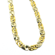 Load image into Gallery viewer, solid 18k yellow white gold bracelet big flat 6.5mm infinite oval ondulate links.
