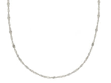 Load image into Gallery viewer, 18K WHITE GOLD CHAIN, SINGAPORE ROPE SPIRAL ALTERNATE OVALS WITH RAYS, 15.7&quot;.
