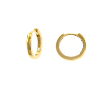 Load image into Gallery viewer, 18K YELLOW GOLD HOOPS SMALL EARRINGS DIAMETER 12mm SQUARE TUBE THICKNESS 1.5mm.
