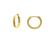 18K YELLOW GOLD HOOPS SMALL EARRINGS DIAMETER 12mm SQUARE TUBE THICKNESS 1.5mm.