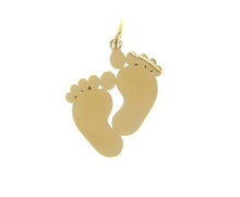 Load image into Gallery viewer, SOLID 18K YELLOW GOLD 19mm 0.75&quot; FOOTPRINT PENDANT, FOOTS BIRTH CHARM ITALY MADE
