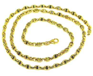 18k yellow gold chain sailor's nautical navy mariner big oval 4mm link 60cm 24