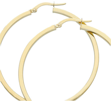 18K YELLOW GOLD CIRCLE EARRINGS DIAMETER 40 MM WITH SQUARE TUBE, MADE IN ITALY.