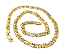 Load image into Gallery viewer, 18k yellow gold chain tiger eye infinity flat big links 7 mm, length 24&quot;, 60cm.
