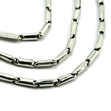 Load image into Gallery viewer, 18k white gold chain necklace rounded alternate tube links, length 60 cm, 24&quot;.
