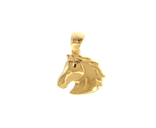 Load image into Gallery viewer, 18K YELLOW GOLD SMALL 12mm HORSE HEAD CHARM PENDANT SMOOTH BRIGHT ITALY MADE.
