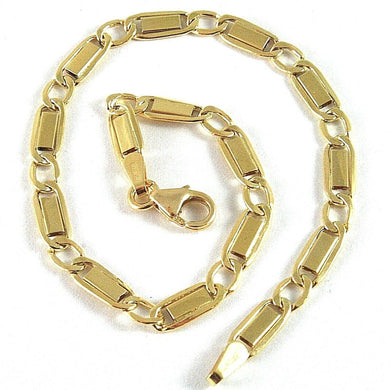 18K YELLOW GOLD BRACELET WITH FLAT ALTERNATE 4 MM OVAL  LINK MADE IN ITALY.