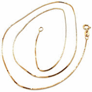 18k rose gold chain mini 0.8 mm venetian square link 17.7 inches made in Italy.