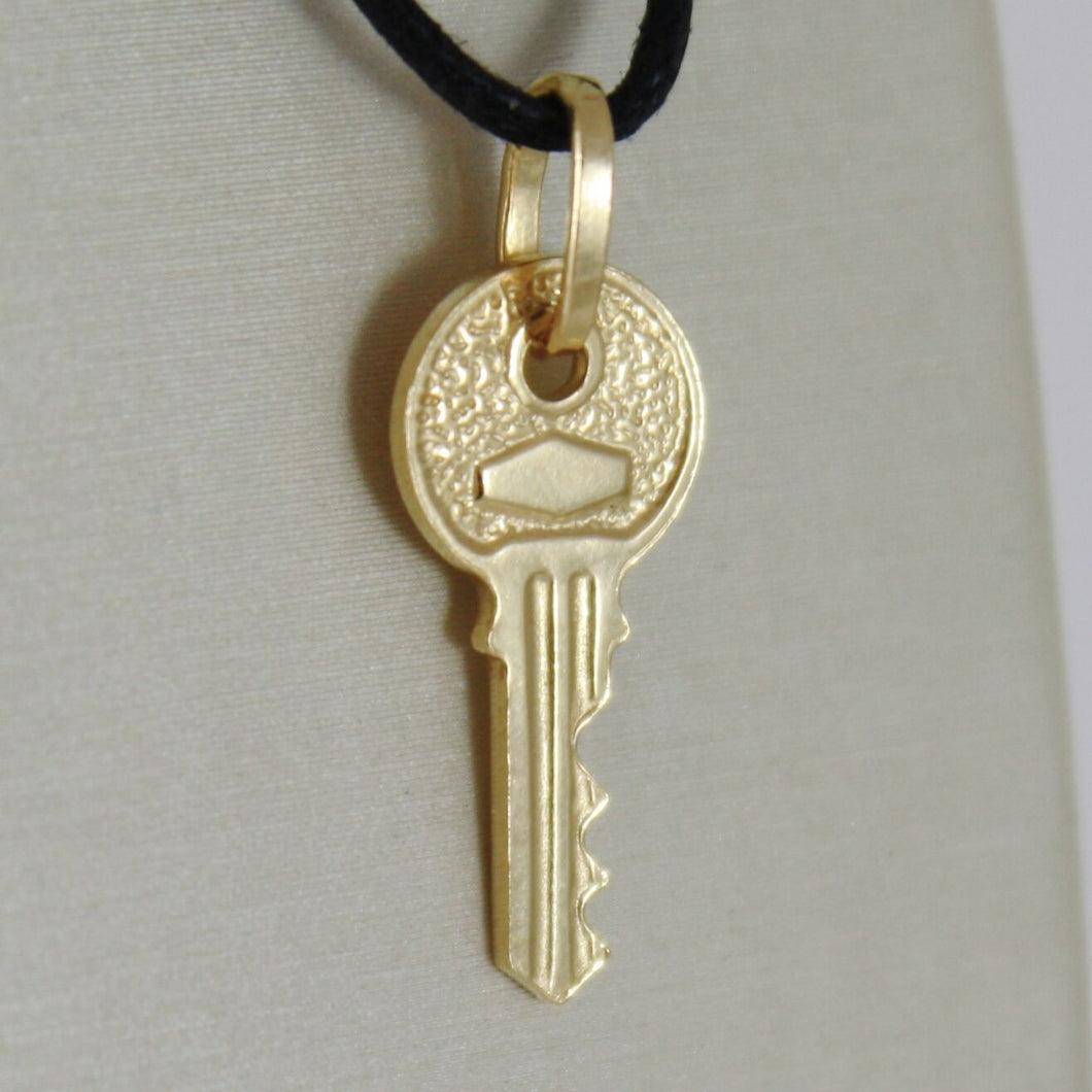 18K YELLOW GOLD FLAT KEY SMOOTH PENDANT CHARM, LUCKY, SECRET, LOVE MADE IN ITALY