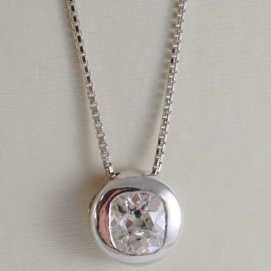 18k white gold necklace radiant diamond .90 carats venetian chain made in Italy.