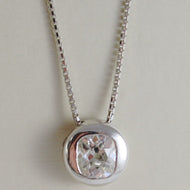 18k white gold necklace radiant diamond .90 carats venetian chain made in Italy.