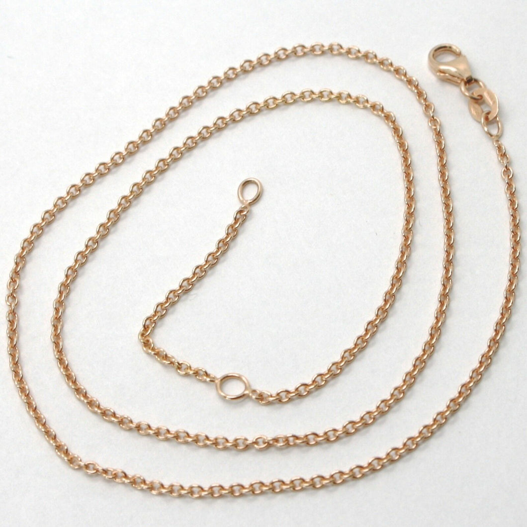 18k rose gold chain 1.2 mm rolo round circle link, 15.75 inches, made in Italy.