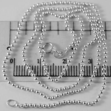 18k white gold chain mini balls ball spheres 1.5 mm, 15.45 inch, made in Italy.
