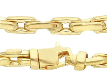 Load image into Gallery viewer, 18K YELLOW GOLD CHAIN 4mm SQUARE ROUNDED CABLE RECTANGULAR LINK 50cm 20&quot;
