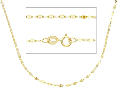 SOLID 18K YELLOW GOLD FLAT BRIGHT KITE CHAIN 16 INCHES, 2.2 MM MADE IN ITALY.