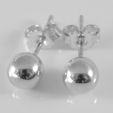 18k white gold earrings with 6 mm balls ball round sphere, made in Italy.