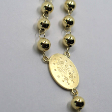 Load image into Gallery viewer, 18k yellow gold Rosary necklace Miraculous Mary medal Jesus Cross 5mm spheres.
