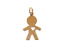 Load image into Gallery viewer, 18k rose gold luster pendant with boy baby with heart perforat made in Italy
