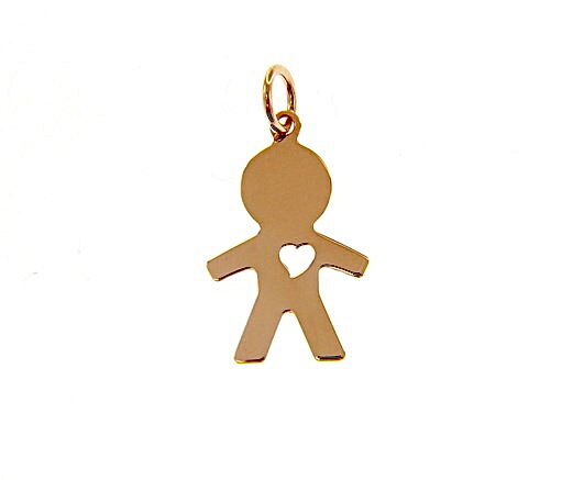 18k rose gold luster pendant with boy baby with heart perforat made in Italy