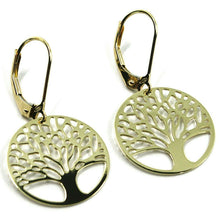 Load image into Gallery viewer, 9k yellow gold pendant earrings, flat tree of life, disc diam. 17 mm, leverback.
