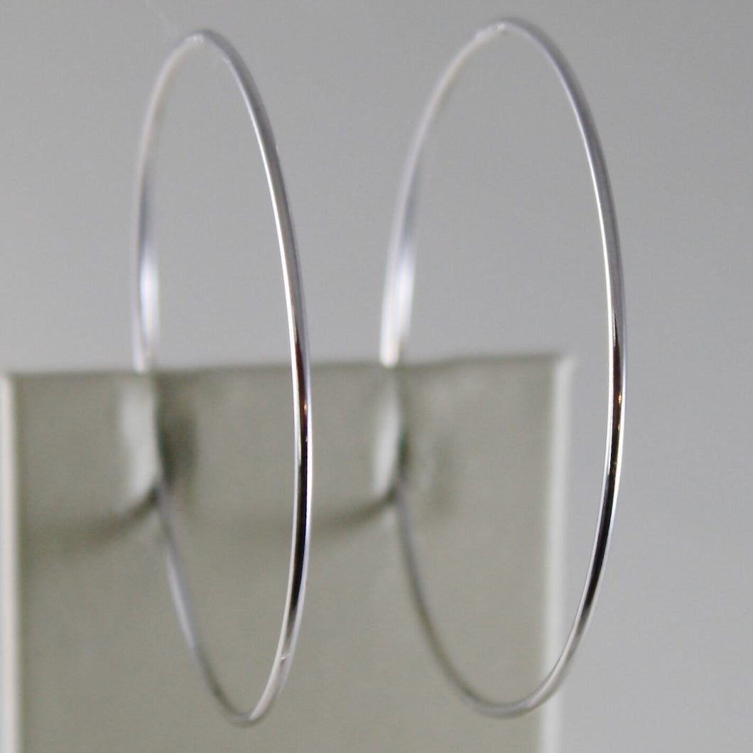 18k white gold earrings big circle hoop 40 mm 1.57 inch diameter made in Italy.
