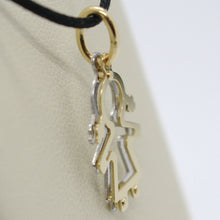 Load image into Gallery viewer, 18k yellow white gold pendant with girl baby perforated made in Italy, two faces.
