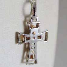 Load image into Gallery viewer, 18k rose white gold cross, shiny bright and satin, 1.06 inches, made in Italy.
