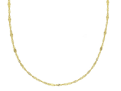 18K YELLOW GOLD CHAIN, SINGAPORE ROPE SPIRAL ALTERNATE OVALS WITH RAYS, 19.7