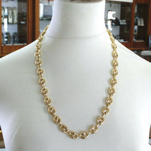 Load image into Gallery viewer, 18k yellow gold mariner chain big ovals 12 mm, 20 inches anchor rounded puffed necklace
