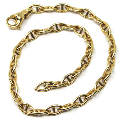 SOLID 18K YELLOW GOLD BRACELET, ALTERNATE EYE BOAT NAUTICAL OVAL LINKS, 8.5