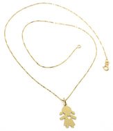 18k yellow gold mini necklace, flat girl heart pendant 0.7