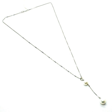 18k white gold lariat necklace venetian chain fw round white 8mm pearl pendant.