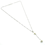 18k white gold lariat necklace venetian chain fw round white 8mm pearl pendant.
