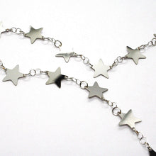 Load image into Gallery viewer, 18k white gold necklace, flat stars, star, 16.5 inches, made in Italy
