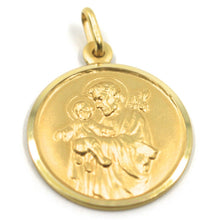 Load image into Gallery viewer, 18k yellow gold st Saint San Giuseppe Joseph Jesus medal made in Italy, 19 mm
