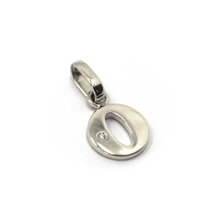 Load image into Gallery viewer, 18k white gold pendant charm small initial letter O, 10mm, 0.4&quot;, with diamond.
