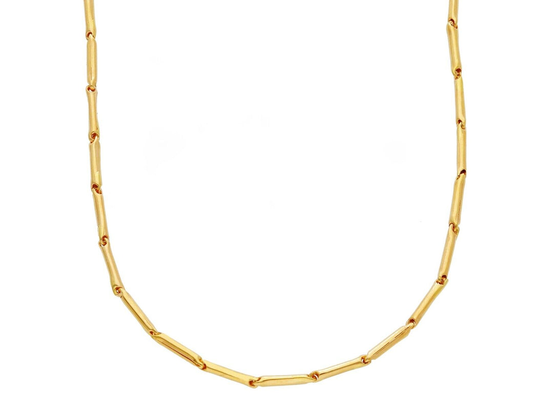 18K YELLOW GOLD CHAIN THIN BONE 1.3x8mm ROUNDED TUBE LINK, 17.7