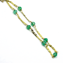 Charger l&#39;image dans la galerie, 18k yellow gold flat oval link bracelet with faceted 3.5 mm green chalcedony.
