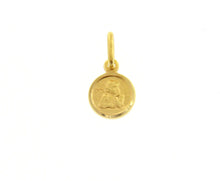 Load image into Gallery viewer, solid 18k yellow gold Guardian Angel small 9mm medal, pendant, very detailed.
