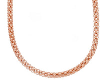 Load image into Gallery viewer, 18k rose gold basket rounded 4mm tubular basket popcorn chain necklace, 18&quot;.
